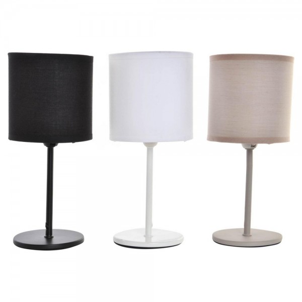 Επιτραπέζιο Φωτιστικό DKD Home Decor Μαύρο Μπεζ Μέταλλο Ύφασμα πολυεστέρας Λευκό 220 V 40 W (12 x 25 x 25 cm) (3 pcs)