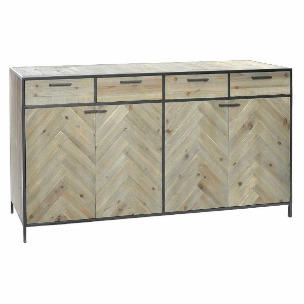 Σκευοθήκη DKD Home Decor Έλατο Φυσικό Μαύρο Μέταλλο (160 x 42 x 85 cm)