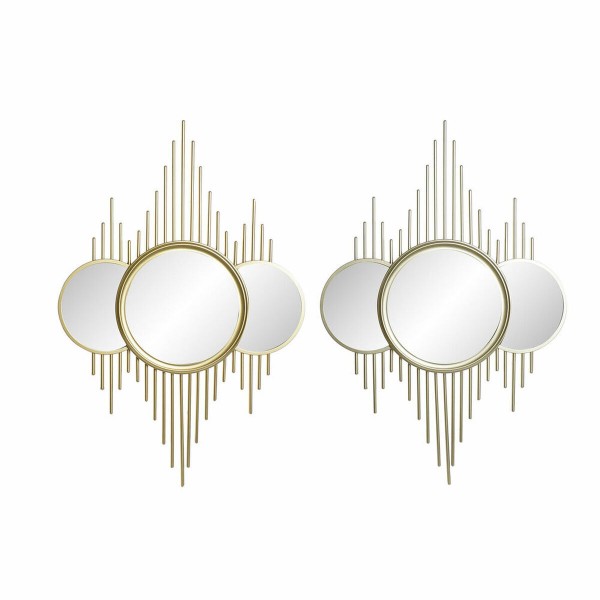 Τοίχο καθρέφτη DKD Home Decor Καθρέφτης Σαμπάνια Χρυσό PP x2 (50 x 2,5 x 74 cm)