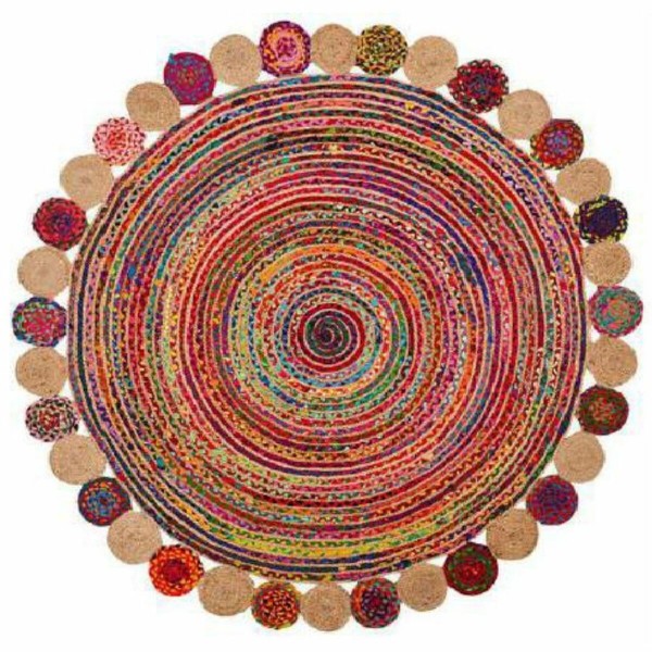 Χαλί DKD Home Decor βαμβάκι Πολύχρωμο Γιούτα (120 x 120 x 1 cm)