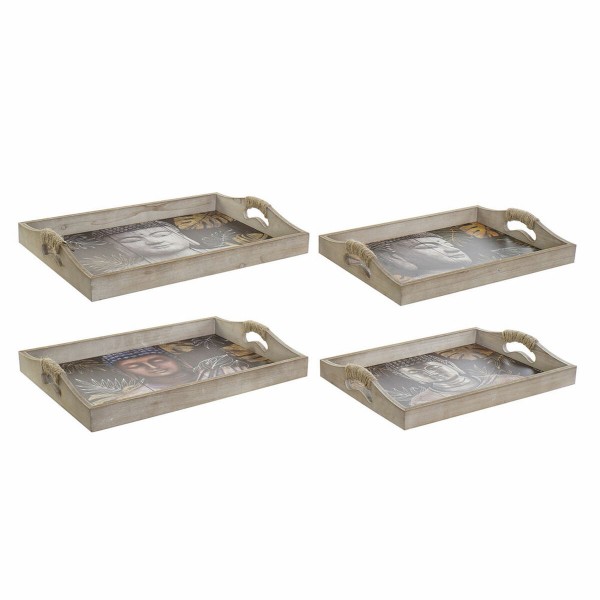 Δίσκος DKD Home Decor Ξύλο MDF (2 pcs) (40 x 30 x 6 cm)