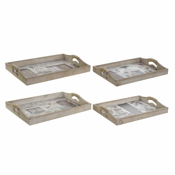 Δίσκος DKD Home Decor Ξύλο MDF (2 pcs) (40 x 30 x 6 cm)