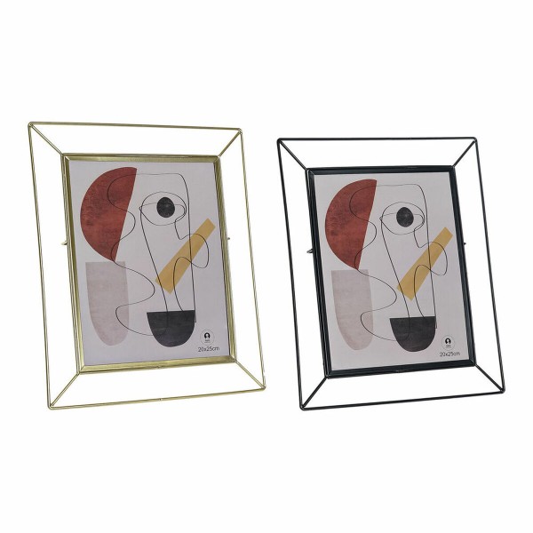 Κορνίζα DKD Home Decor Κρυστάλλινο Μαύρο Χρυσό Μέταλλο Σύγχρονη (28 x 3 x 33 cm) (x2)