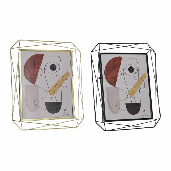 Κορνίζα DKD Home Decor Κρυστάλλινο Μαύρο Χρυσό Μέταλλο Σύγχρονη (27 x 5 x 32 cm) (x2)