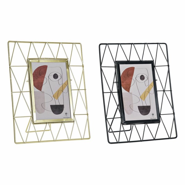 Κορνίζα DKD Home Decor Κρυστάλλινο Μαύρο Χρυσό Μέταλλο Σύγχρονη (19,5 x 3 x 24,5 cm) (x2)