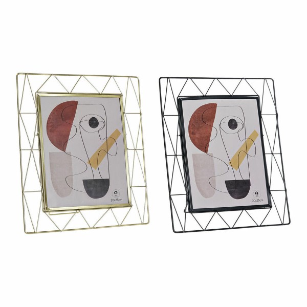 Κορνίζα DKD Home Decor Κρυστάλλινο Μαύρο Χρυσό Μέταλλο Σύγχρονη (29 x 3 x 34,5 cm) (x2)