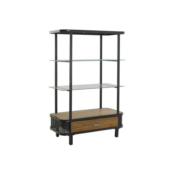 Ράφια DKD Home Decor Κρυστάλλινο Μέταλλο Ξύλο Καφέ Σκούρο γκρίζο 2 Ράφια (80 x 40 x 121 cm)