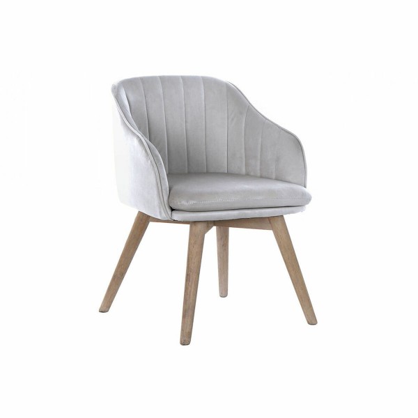 Καρέκλα DKD Home Decor ξύλο καουτσούκ Ανοιχτό Γκρι (56 x 55 x 74 cm)
