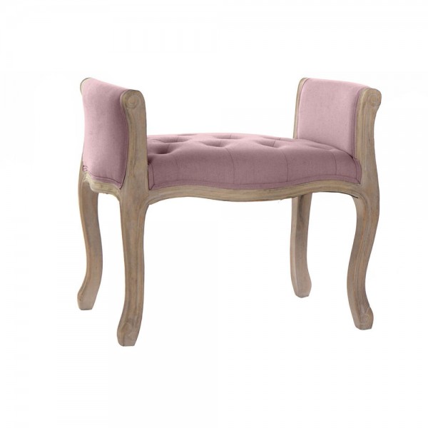Σκαμπό DKD Home Decor   Φυσικό Ροζ λινό ξύλο καουτσούκ (65 x 46 x 60,5 cm)
