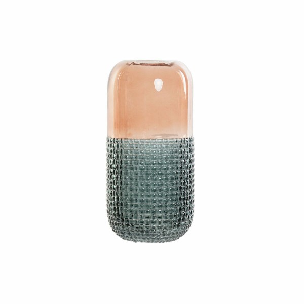 Βάζο DKD Home Decor Κρυστάλλινο Πορτοκαλί Πράσινο Σύγχρονη (12.5 x 12.5 x 25 cm)