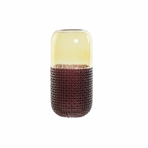 Βάζο DKD Home Decor Κρυστάλλινο Κίτρινο Μπορντό Σύγχρονη (12.5 x 12.5 x 25 cm)