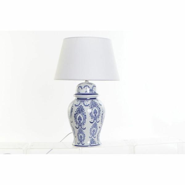 Επιτραπέζιο Φωτιστικό DKD Home Decor Μπλε Λευκό λινό Κεραμικά (32 x 32 x 53 cm)