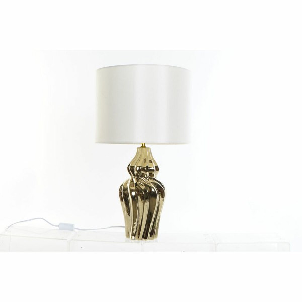 Επιτραπέζιο Φωτιστικό DKD Home Decor Κρεμ λινό Κεραμικά Χρυσό (30 x 30 x 56 cm)