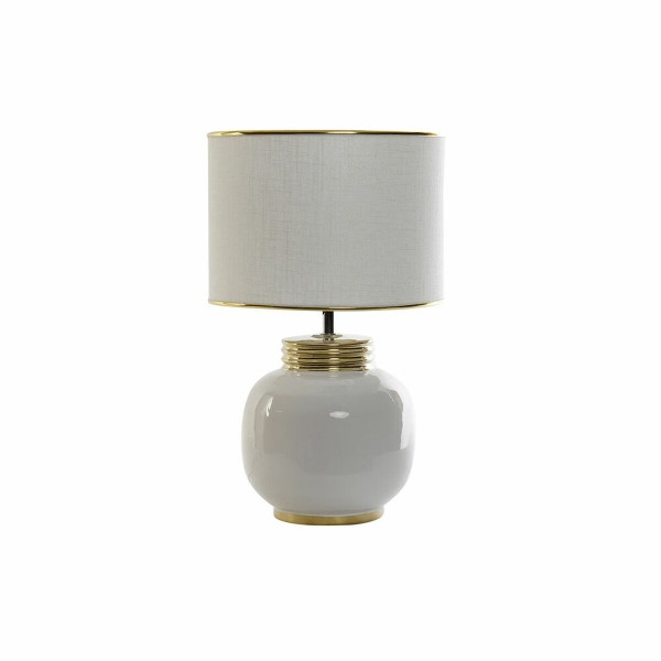 Επιτραπέζιο Φωτιστικό DKD Home Decor Λευκό λινό Πλαστική ύλη Χρυσό Dolomite (28 x 28 x 46 cm)