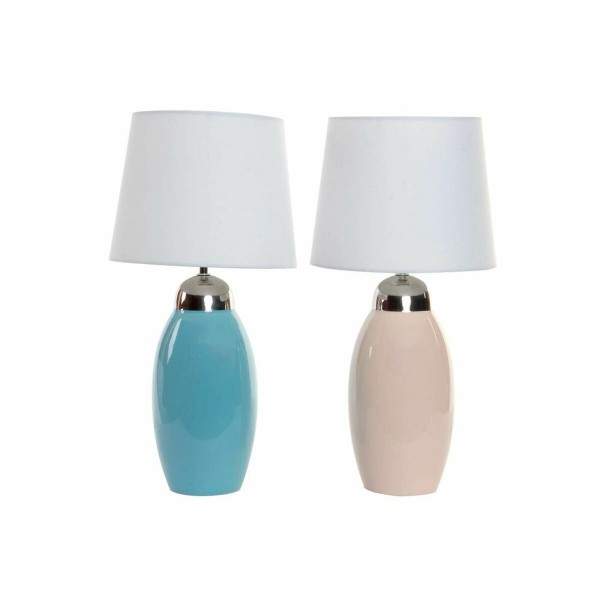 Επιτραπέζιο Φωτιστικό DKD Home Decor Ροζ Κεραμικά 240 V 60 W Celeste (2 pcs) (25 x 25 x 50 cm)