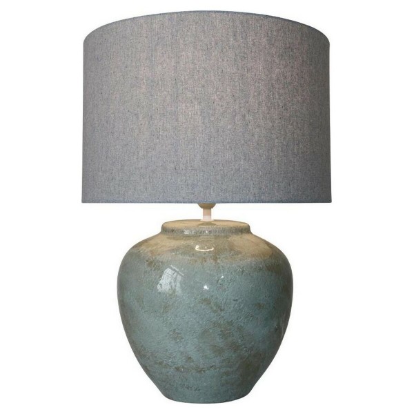 Επιτραπέζιο Φωτιστικό DKD Home Decor Καμβάς Κεραμικά Γκρι (42 x 42 x 60 cm)