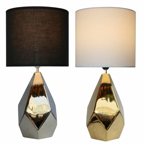 Επιτραπέζιο Φωτιστικό DKD Home Decor Καμβάς Κεραμικά Χρυσό Ασημί (2 pcs) (30 x 30 x 60 cm)