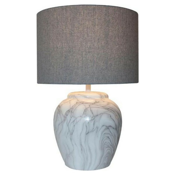 Επιτραπέζιο Φωτιστικό DKD Home Decor Καμβάς Κεραμικά Γκρι Λευκό (28 x 28 x 44 cm)
