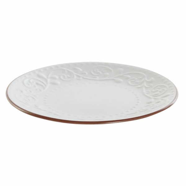 Flatplater DKD Home Decor Καφέ Λευκό Πήλινα (21 x 21 x 2.5 cm)
