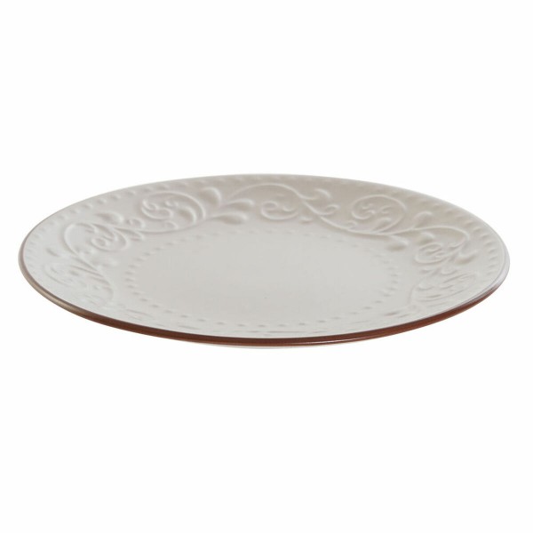 Flatplater DKD Home Decor Μπεζ Καφέ Πήλινα (21 x 21 x 2.5 cm)