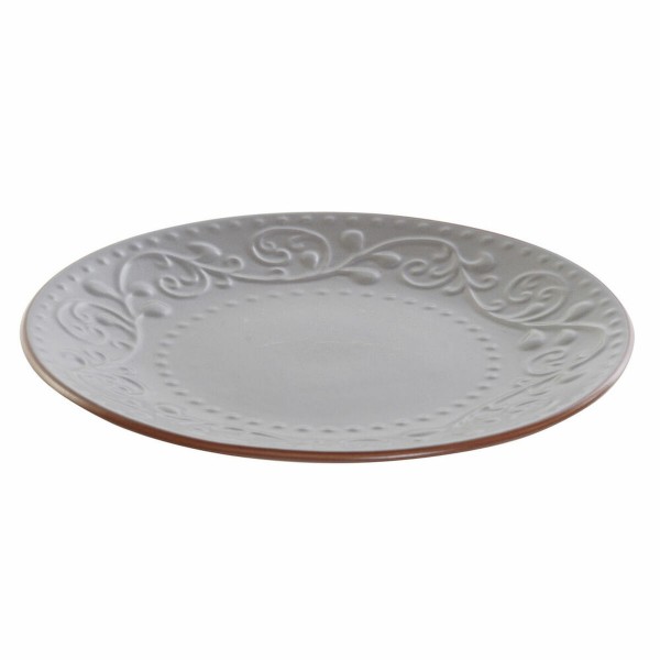 Flatplater DKD Home Decor Γκρι Καφέ Πήλινα (21 x 21 x 2.5 cm)