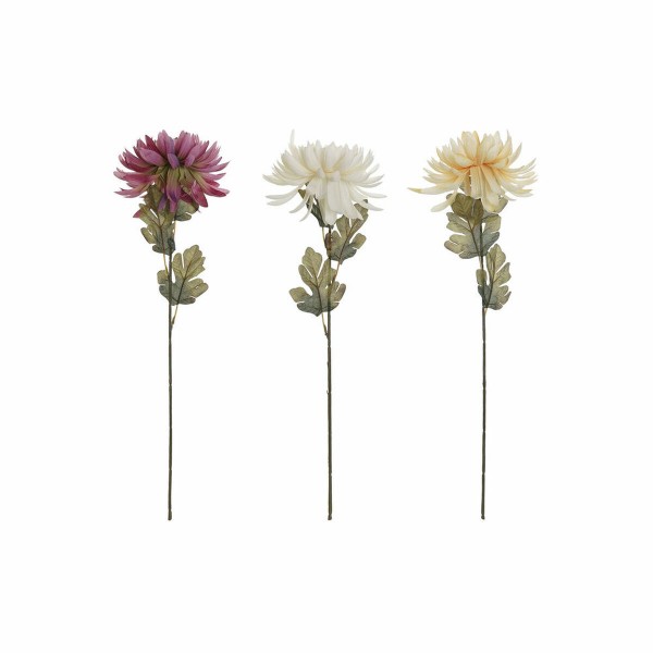 Διακοσμητικό Λουλούδι DKD Home Decor Ροζ πολυεστέρας πολυαιθυλένιο Λευκό Κίτρινο (10 x 10 x 55 cm) (3 pcs)