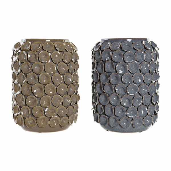 Βάζο DKD Home Decor Καφέ Λιλά Πήλινα Σύγχρονη (24 x 24 x 32 cm) (x2)  