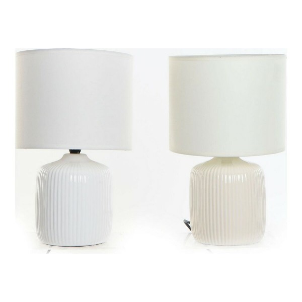 Επιτραπέζιο Φωτιστικό DKD Home Decor Κεραμικά Μπεζ πολυεστέρας Λευκό (22 x 22 x 36 cm) (2 pcs)