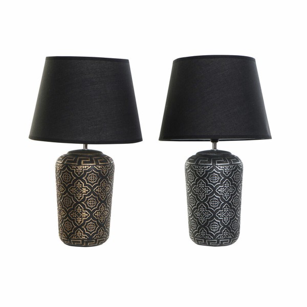 Επιτραπέζιο Φωτιστικό DKD Home Decor Κεραμικά Μαύρο Γκρι πολυεστέρας (2 pcs) (28 x 28 x 46 cm)