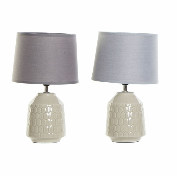 Επιτραπέζιο Φωτιστικό DKD Home Decor Γκρι Μπεζ 40W Dolomite (2 pcs) (20 x 20 x 30 cm)