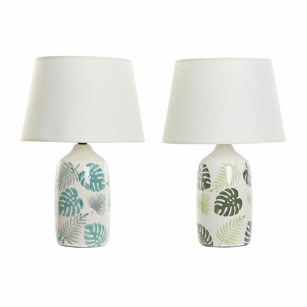 Επιτραπέζιο Φωτιστικό DKD Home Decor Κεραμικά Φύλλα βαμβάκι 40W (30 x 30 x 49.5 cm) (2 pcs)
