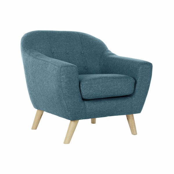 Πολυθρόνα DKD Home Decor Φυσικό Τυρκουάζ πολυεστέρας ξύλο καουτσούκ (83 x 80 x 81 cm)