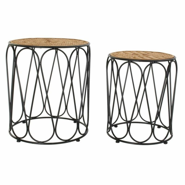 Σετ 2 Τραπεζάκια DKD Home Decor Μαύρο Μέταλλο Καφέ Αποικιακό Διακοσμητική κανάτα (46 x 46 x 52 cm) (2 pcs)