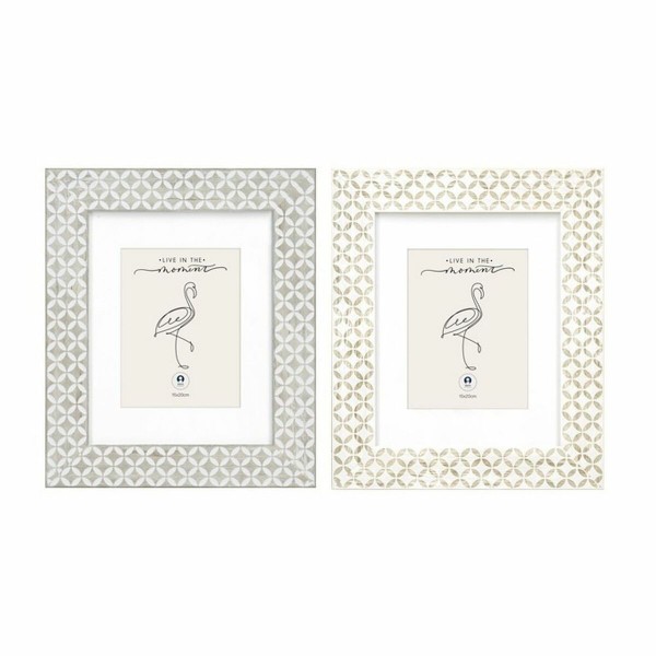Κορνίζα DKD Home Decor Κρυστάλλινο Γκρι Μπεζ Ξύλο MDF Boho (23 x 2 x 28 cm) (x2)