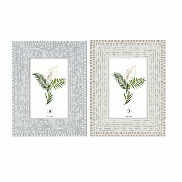Κορνίζα DKD Home Decor Κρυστάλλινο Γκρι Μπεζ Τροπικό Ξύλο MDF (17 x 2 x 22 cm) (x2)