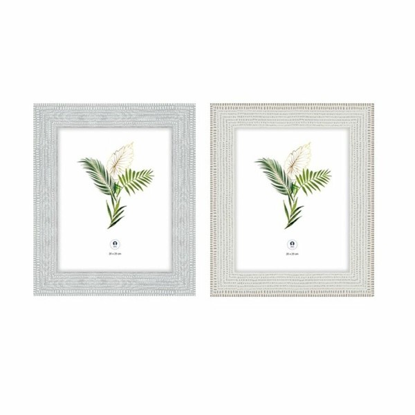 Κορνίζα DKD Home Decor Κρυστάλλινο Γκρι Μπεζ Τροπικό Ξύλο MDF (x2) (27 x 2 x 32 cm)