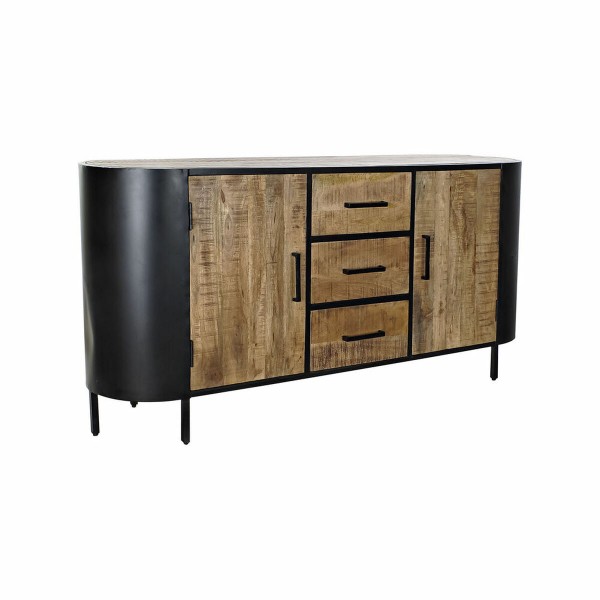 Σκευοθήκη DKD Home Decor Φυσικό Μαύρο Μέταλλο Ξύλο από Μάνγκο (166 x 42 x 81,5 cm)