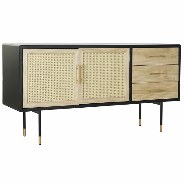 Σκευοθήκη DKD Home Decor Μαύρο Φυσικό Χρυσό ρατάν Τζίντζερ