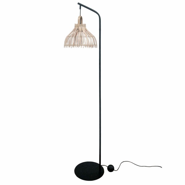 Φωτιστικό Δαπέδου DKD Home Decor Μαύρο Μέταλλο Καφέ ρατάν (40 x 40 x 160 cm)