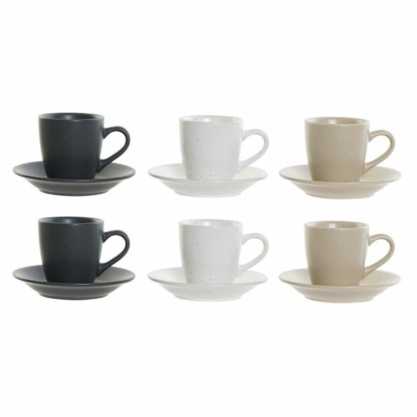 Σετ Κούπες Καφέ DKD Home Decor ξύλο καουτσούκ Πήλινα (6 pcs) (90 ml)