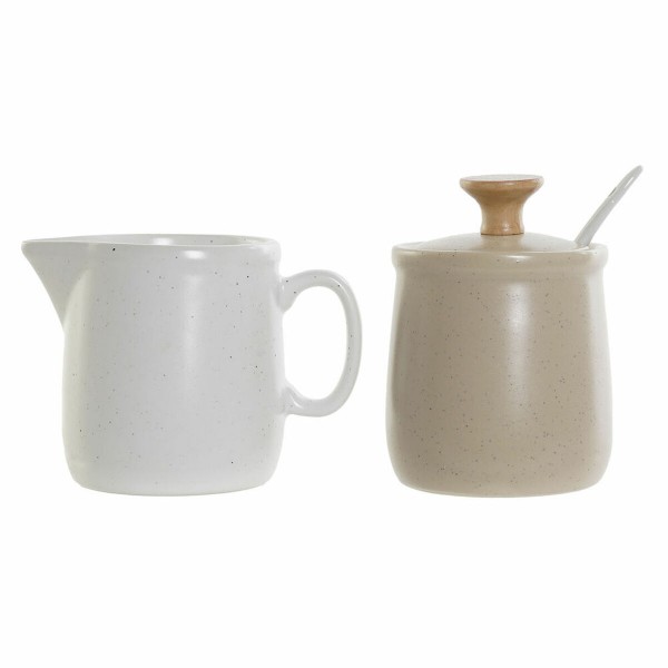 Ζαχαριερα και γαλατιέρα DKD Home Decor Πήλινα (2 pcs)