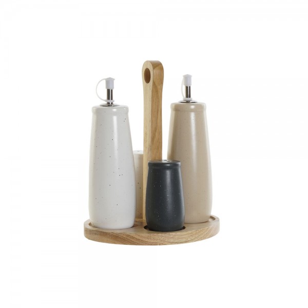 Σετ Λάδι και Ξίδι DKD Home Decor ξύλο καουτσούκ Πήλινα Φυσικό (4 pcs) (19 x 16 x 22.5 cm)
