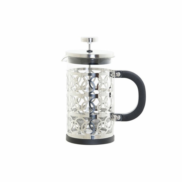 Καφετιέρα με Έμβολο DKD Home Decor Μαύρο Ανοξείδωτο ατσάλι Ασημί Βοροπυριτικό γυαλί (600 ml)