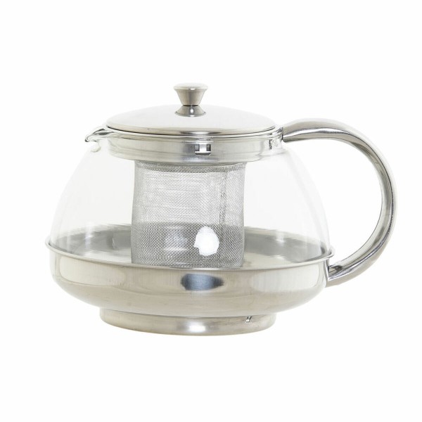Τσαγιέρα DKD Home Decor S3026075 Κρυστάλλινο Ανοξείδωτο ατσάλι Ασημί (18 x 14 x 12 cm) (1,05 L)