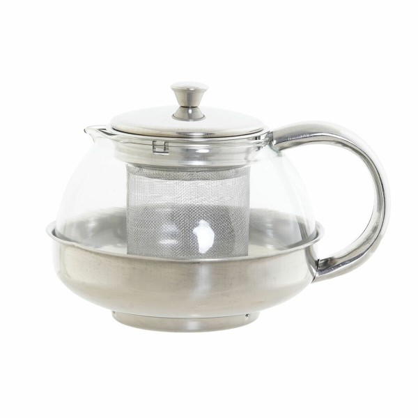 Τσαγιέρα DKD Home Decor S3026076 Κρυστάλλινο Ανοξείδωτο ατσάλι Ασημί (15 x 12 x 12 cm) (600 ml)