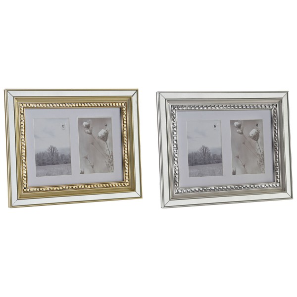 Κορνίζα DKD Home Decor Κρυστάλλινο Ασημί Χρυσό PS (35 x 2 x 28 cm) (x2)