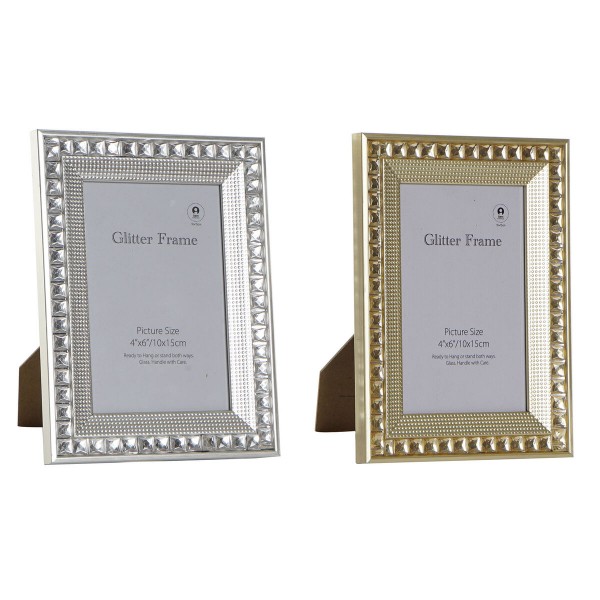 Κορνίζα DKD Home Decor Κρυστάλλινο Ασημί Χρυσό PS (15 x 1,5 x 21 cm) (x2)