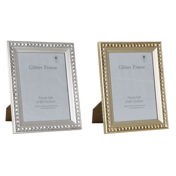 Κορνίζα DKD Home Decor Κρυστάλλινο Ασημί Χρυσό Αλουμίνιο PS (20 x 1,5 x 25 cm) (x2)