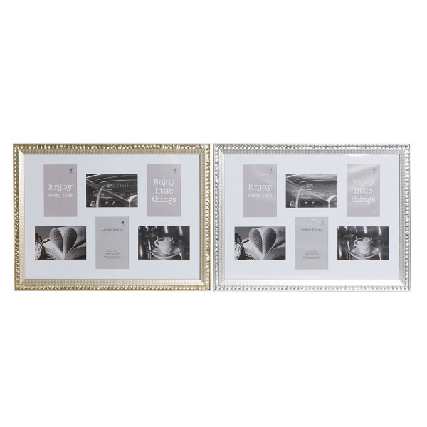 Κορνίζα DKD Home Decor Φωτεινά Κρυστάλλινο Ασημί Χρυσό Αλουμίνιο PS Παραδοσιακά (53 x 1,5 x 39 cm) (x2)