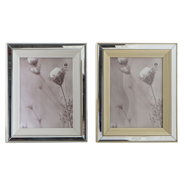 Κορνίζα DKD Home Decor Κρυστάλλινο Ασημί Χρυσό PS (29 x 2 x 34 cm) (x2)